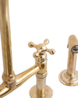 Solid Unlacquered Brass Kitchen Bridge Faucet - Brass Kitchen Tap