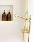 Unlacquered Brass Shower System with Handheld - Solid Brass Exposed Shower