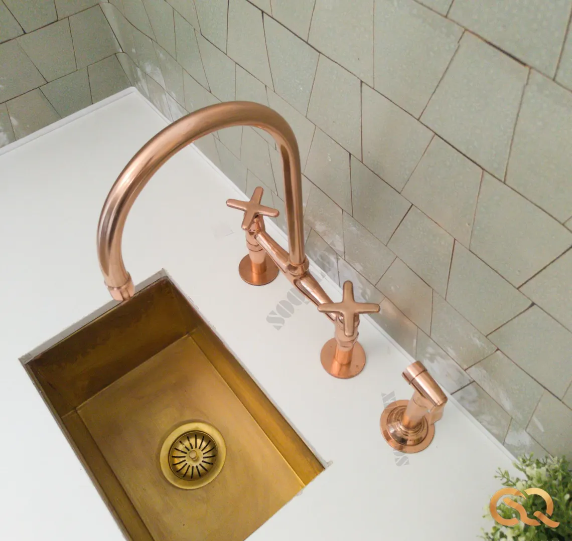 Copper Bridge Faucet, Vintage Kitchen Sink Faucet, Copper Tap