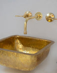 Unlacquered Brass Wall Mount Built In Bathroom Vanity Sink Faucet With lever Handles - NORD BRASS