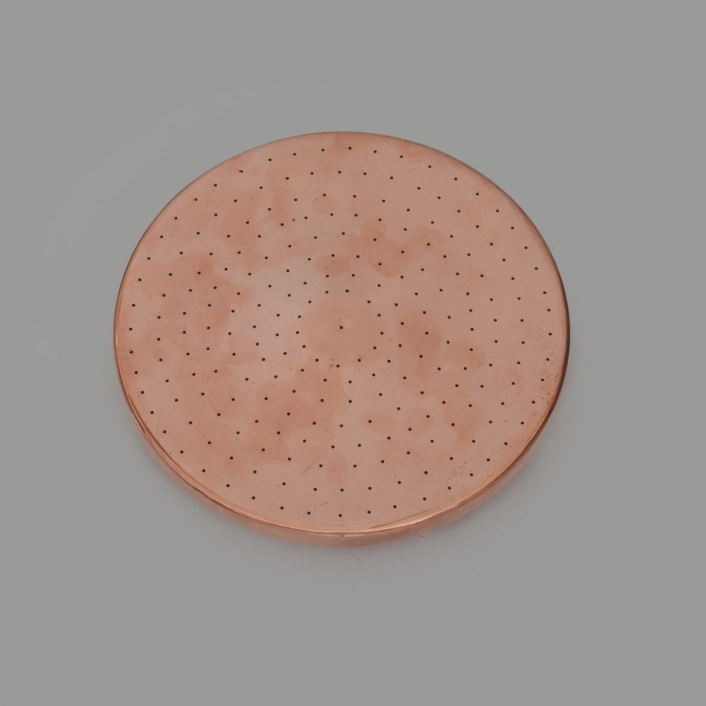 Solid Copper Rain Shower Head, Flat Round Handcrafted Vintage Showerhead, Works Outdoor - NORD BRASS