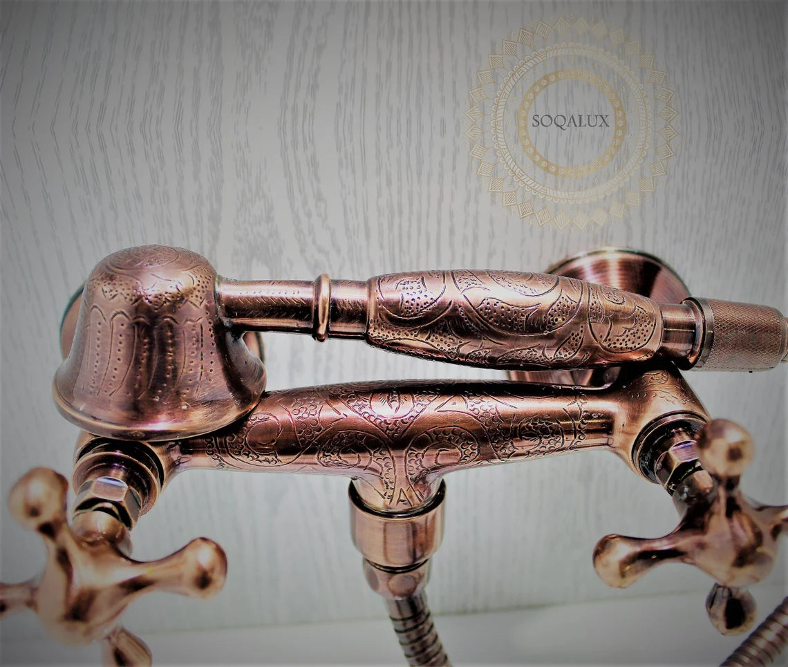 Wall Mount Hand Shower Set in Stunning Copper Finish - NORD BRASS