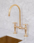 Unlacquered Brass Kitchen Bridge Faucet - NORD BRASS