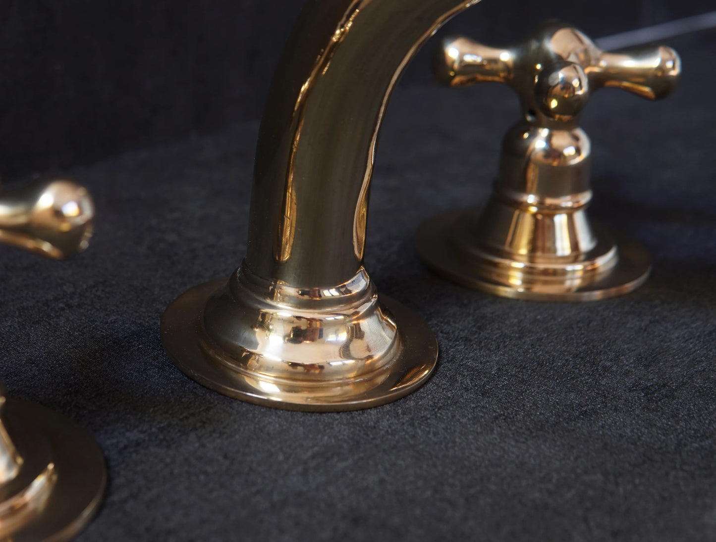 Widespread 3 Holes Solid Unlacquered Brass Faucet, Antique Brass Bathroom Faucet