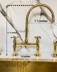 Unlacquered Solid Brass Bridge Faucet, Vintage Kitchen Sink Faucet - NORD BRASS