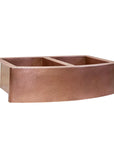 Copper Double Basin Farmhouse Sink, 14 gauge Apron Front Kitchen Sink