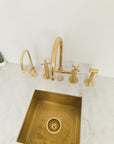 Unlacquered Solid Brass Bridge Faucet, Vintage Kitchen Sink Faucet - NORD BRASS