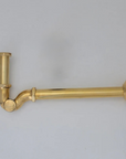 Solid Unlacquered Brass S-trap and Sink Stopper, Push Up Button, Pop Up Drain, Brass Water Trap