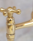 Antique Brass Bridge Kitchen Faucet With Curved Legs - Brass Kitchen Tap