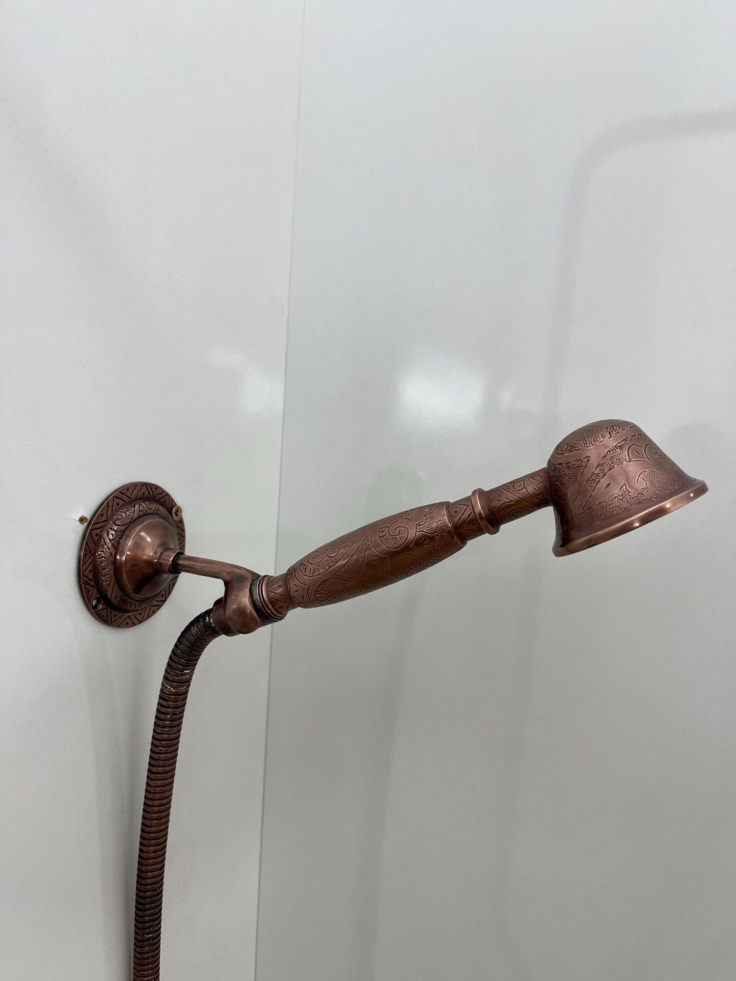 Exposed Copper Shower System with Round Copper ShowerHead, Handheld Shower