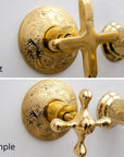 Brass Bathroom Faucet, Antique Brass Wall Mount Faucet