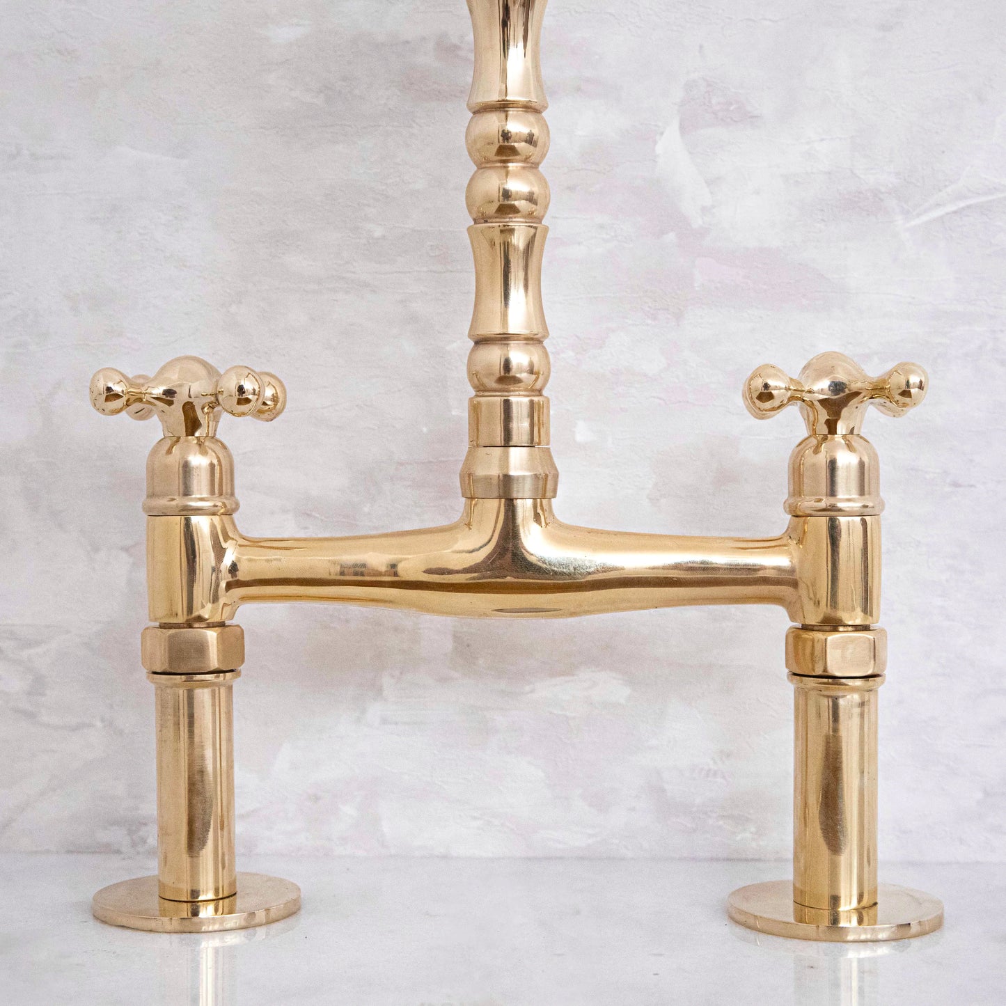 Antique Solid Brass Bridge Faucet, Vintage Kitchen Sink Faucet