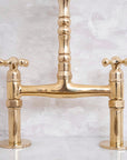Antique Solid Brass Bridge Faucet, Vintage Kitchen Sink Faucet