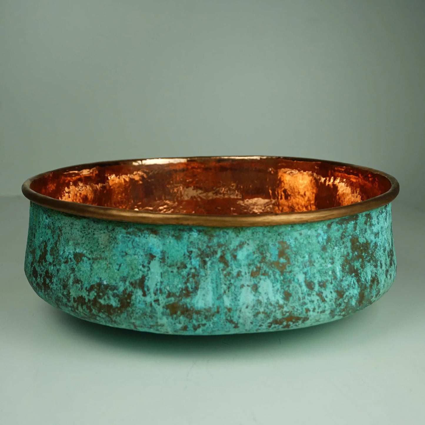 Verdigris Patina Copper Top Mount Bathroom Vessel Sink Vanity
