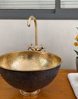 Brass Vessel Sink Bathroom With Black Exterior