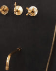 Solid Brass Rainfall Shower, Unlacquered Brass Shower Set
