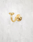 Unlacquered Solid Brass Curved Hook