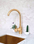 Unlacquered Brass Single Hole Basin Faucet, Brass Mixer Tap, Bar Prep faucet
