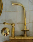 Unlacquered Brass Wall Mount Built In Bathroom Vanity Sink Faucet With lever Handles - NORD BRASS