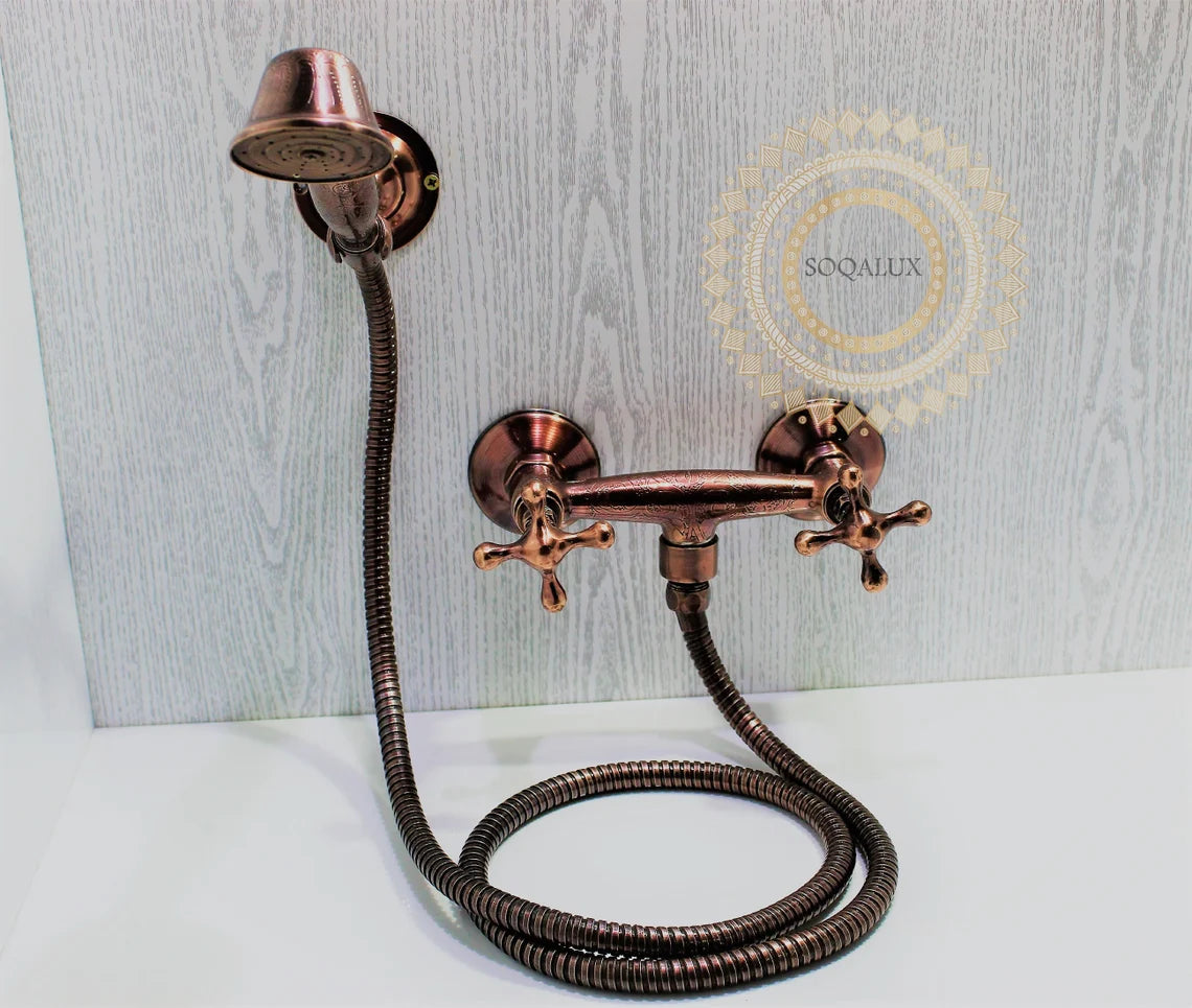 Wall Mount Hand Shower Set in Stunning Copper Finish - NORD BRASS