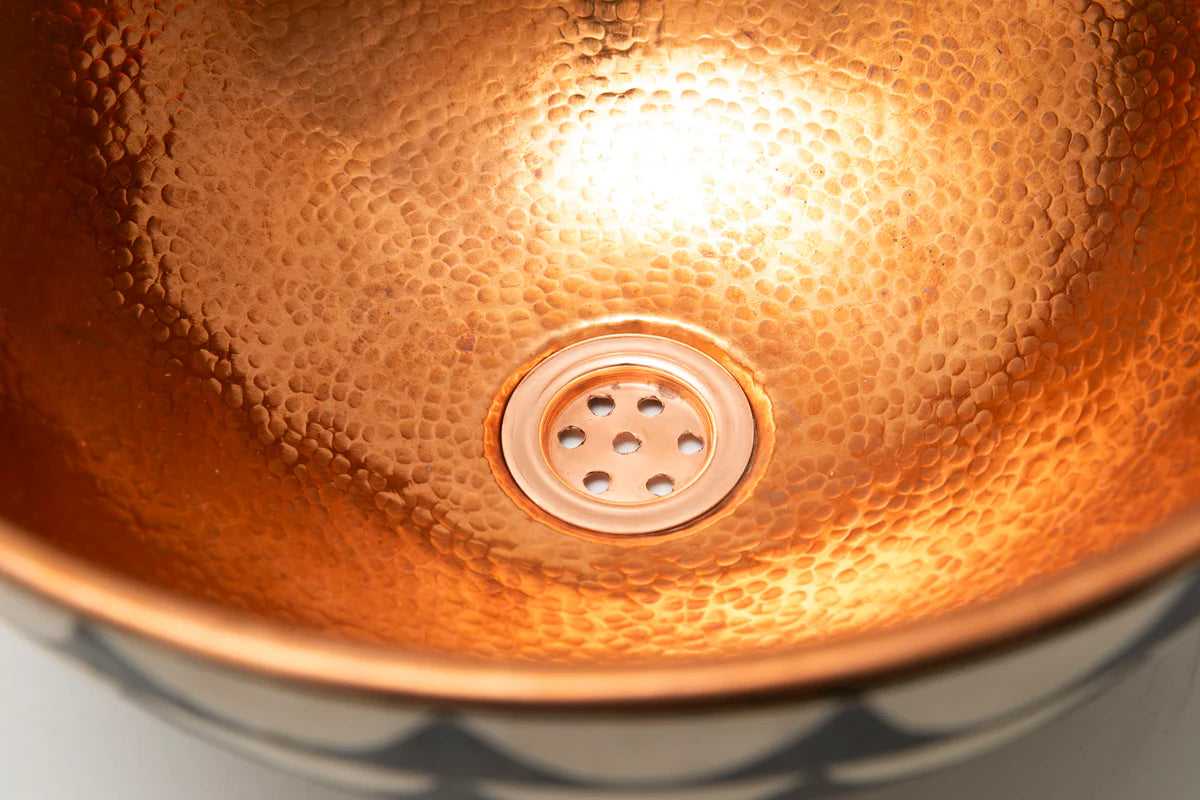 Copper Vanity Sink Vessel, Resin and Bone Sink,Bathroom Copper Sink