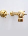 Brass Bathroom Faucet, Antique Brass Wall Mount Faucet
