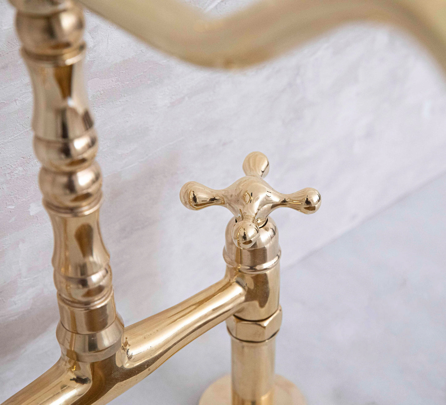 Antique Solid Brass Bridge Faucet, Vintage Kitchen Sink Faucet