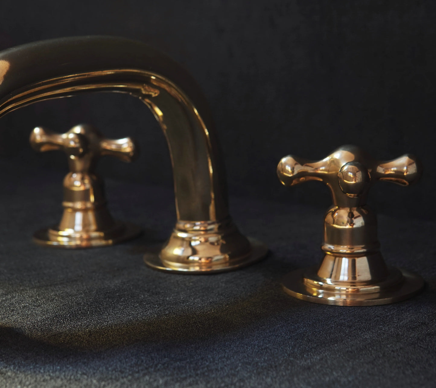 Widespread 3 Holes Solid Unlacquered Brass Faucet, Antique Brass Bathroom Faucet