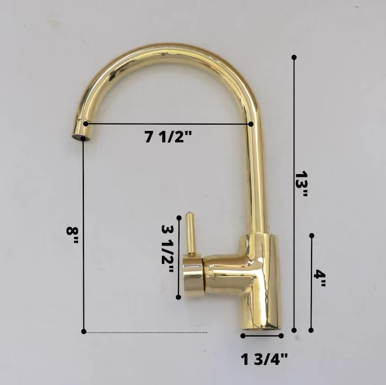 Unlacquered Brass Single Hole Basin Faucet, Antique Brass Sink Mixer Tap - NORD BRASS