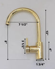 Unlacquered Brass Single Hole Basin Faucet, Antique Brass Sink Mixer Tap - NORD BRASS