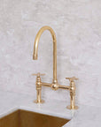 Unlacquered Brass Kitchen Bridge Faucet - NORD BRASS