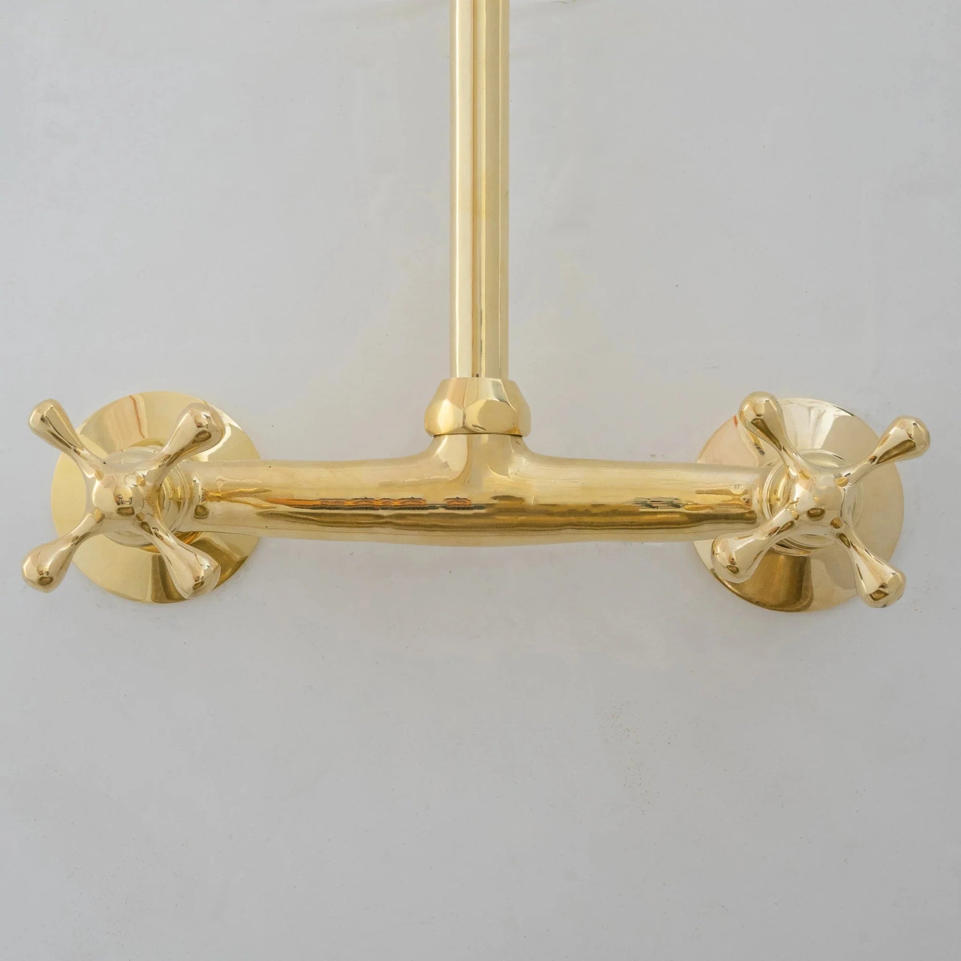 Unlacquered Brass Kitchen Wall Mount Faucet, Gooseneck Faucet - NORD BRASS