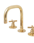 Unlacquered Brass 3 Holes Widespread Faucet - Deck Mount Brass Bathroom Tap