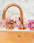 Copper Deck mounted Brass Bathroom Faucet, 3 holes widespread Bath Faucet