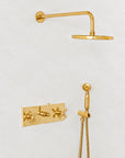 Unlacquered Solid Brass Shower System - Rainfall And Handheld Shower Set