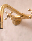 Unlacquered Brass Wall Mount Faucet for Bathroom and Kitchen