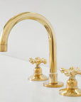 Unlacquered Brass Bathroom Faucet - 3 Holes Widespread Deck Mounted Tap