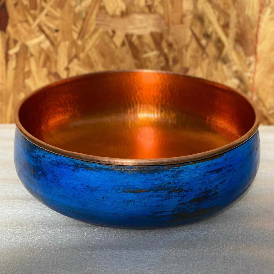 Blue Patina Copper Vessel Sink, Vivid Blue Bathroom Sink