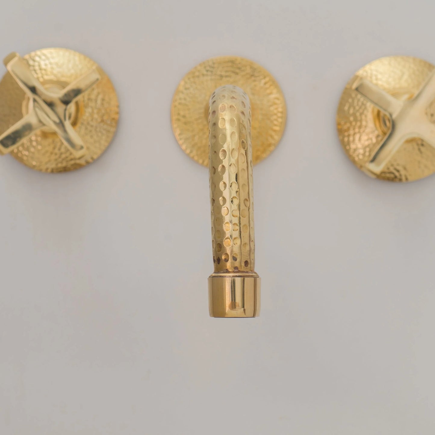 Built In Brass Bathroom Faucet- Hammered Wall Sink Faucet - NORD BRASS