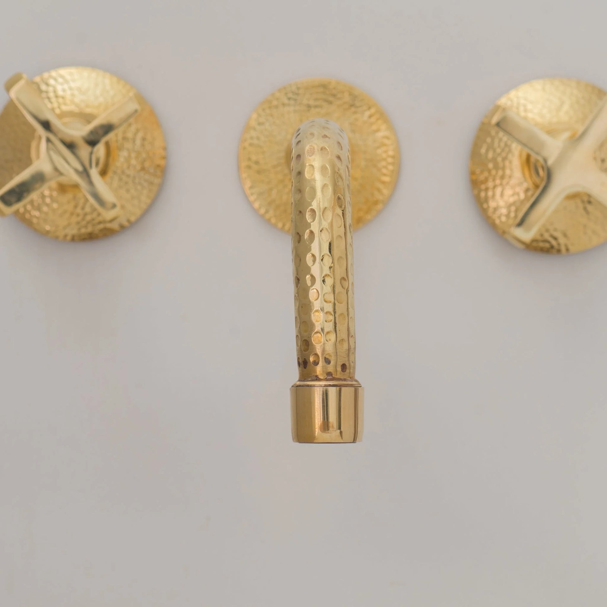 Built In Brass Bathroom Faucet- Hammered Wall Sink Faucet - NORD BRASS