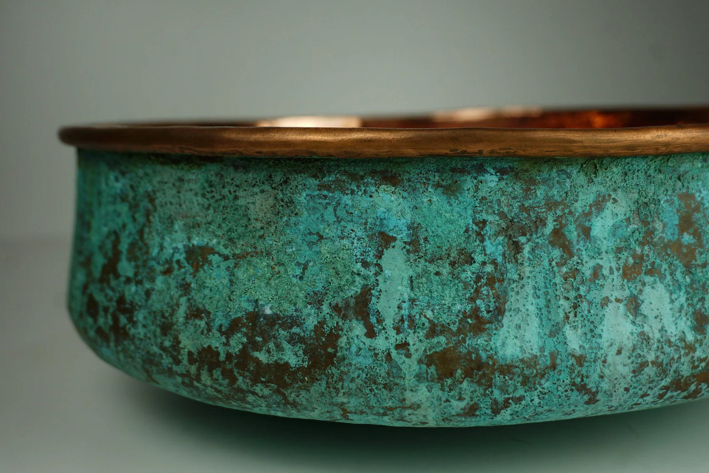 Verdigris Patina Copper Top Mount Bathroom Vessel Sink Vanity