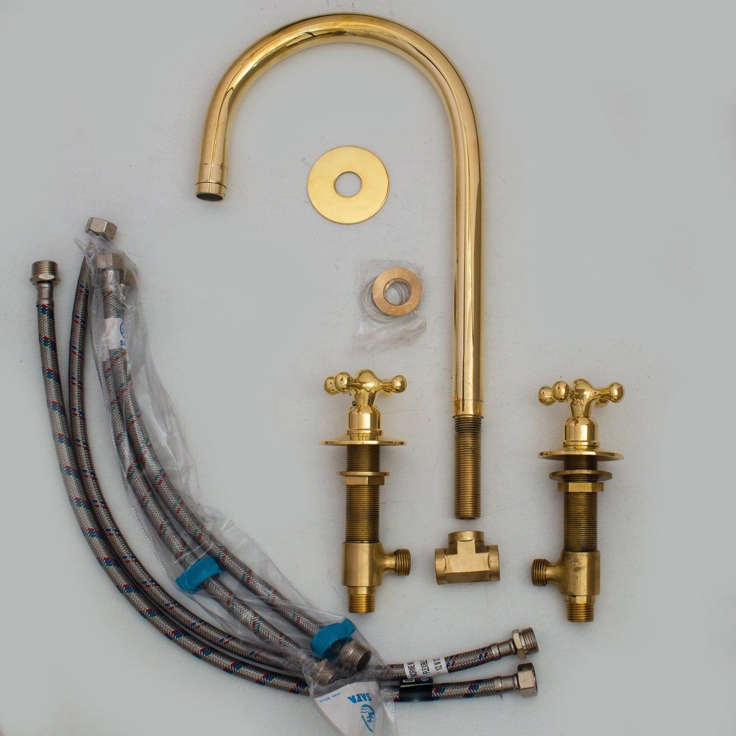 Widespread 3 Holes Solid Brass Faucet, Antique Brass Kitchen Deck Mounted Faucet