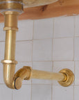 Solid Unlacquered Brass P-trap and Sink Stopper, Push Up Button, Pop Up Drain, Brass Water Trap - NORD BRASS