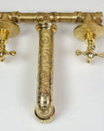 Brass Bathroom Faucet, Antique Brass Wall Mount Faucet