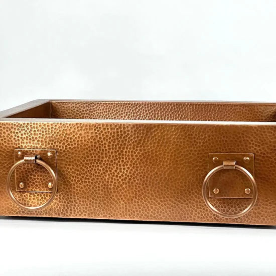 Apron Front Copper Kitchen Sink, Farmhouse Copper Kitchen Sink With Rings 14 gauge