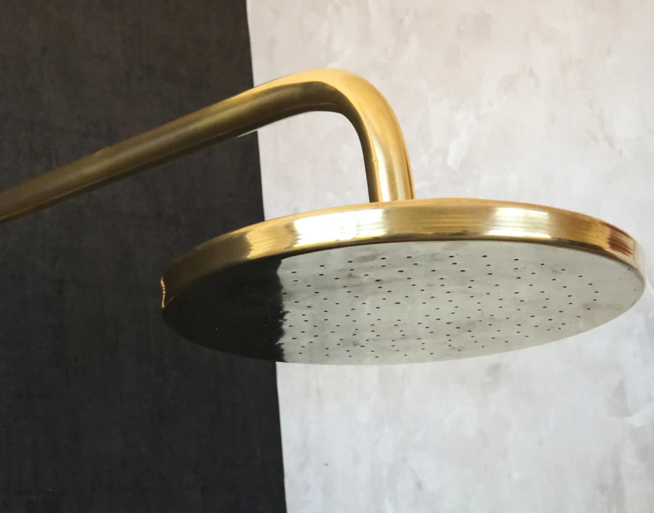 Unlacquered Brass Shower System - Tub Filler Exposed Pipe Rain Shower and Handheld