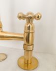 Unlacquered Solid Brass Bridge Faucet, Vintage Kitchen Sink Faucet - NORD BRASS