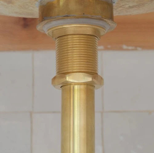 Solid Unlacquered Brass P-trap and Sink Stopper, Push Up Button, Pop Up Drain, Brass Water Trap - NORD BRASS