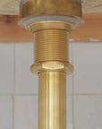 Solid Unlacquered Brass P-trap and Sink Stopper, Push Up Button, Pop Up Drain, Brass Water Trap - NORD BRASS