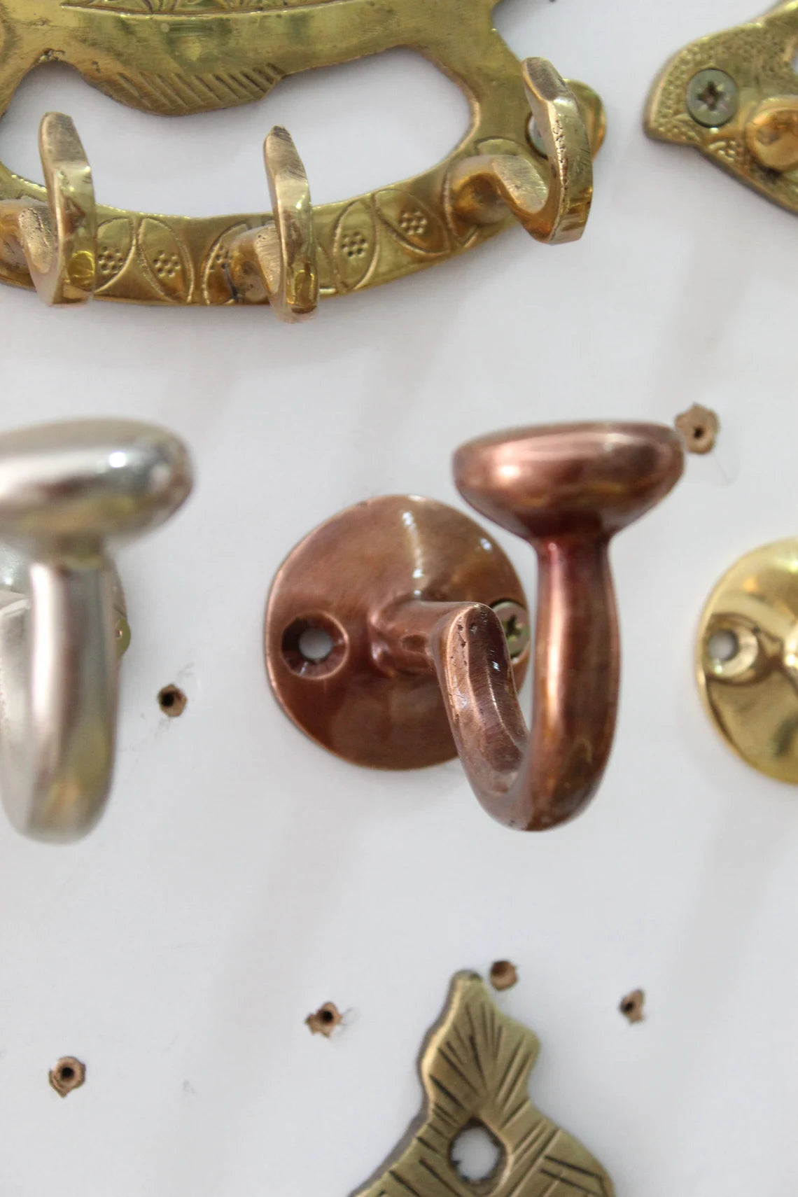 Rustic Wall Mounted Brass Hooks for Bathroom and Coat Hanging - NORD BRASS